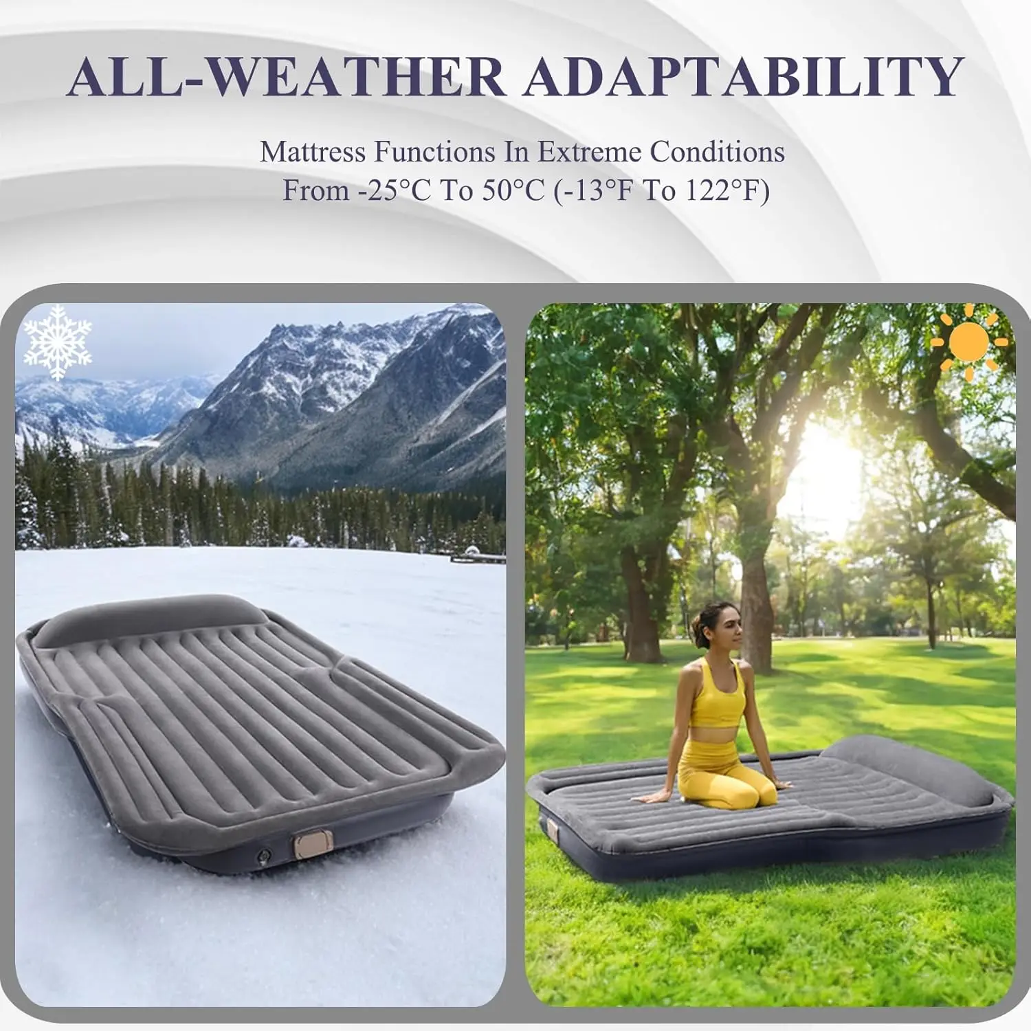 Materasso ad aria autogonfiabile con pompa elettrica, gonfiaggio/sgonfiaggio di 90 secondi, parte superiore floccata, borsa per il trasporto per campeggio e viaggi