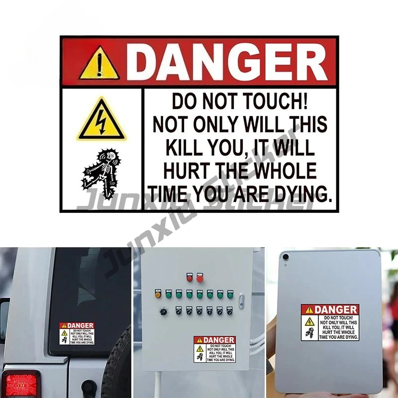 

For Danger Do Not Touch Fun Sign Car Sticker Anime Safety Decal High Voltage Warning Personality Car Accessories