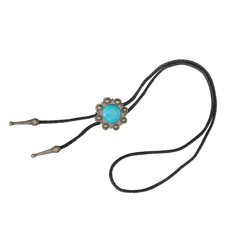 Men’s Turquoise Bolo Tie Electroplated Bolo Ties Decorative Necktie for Shirt