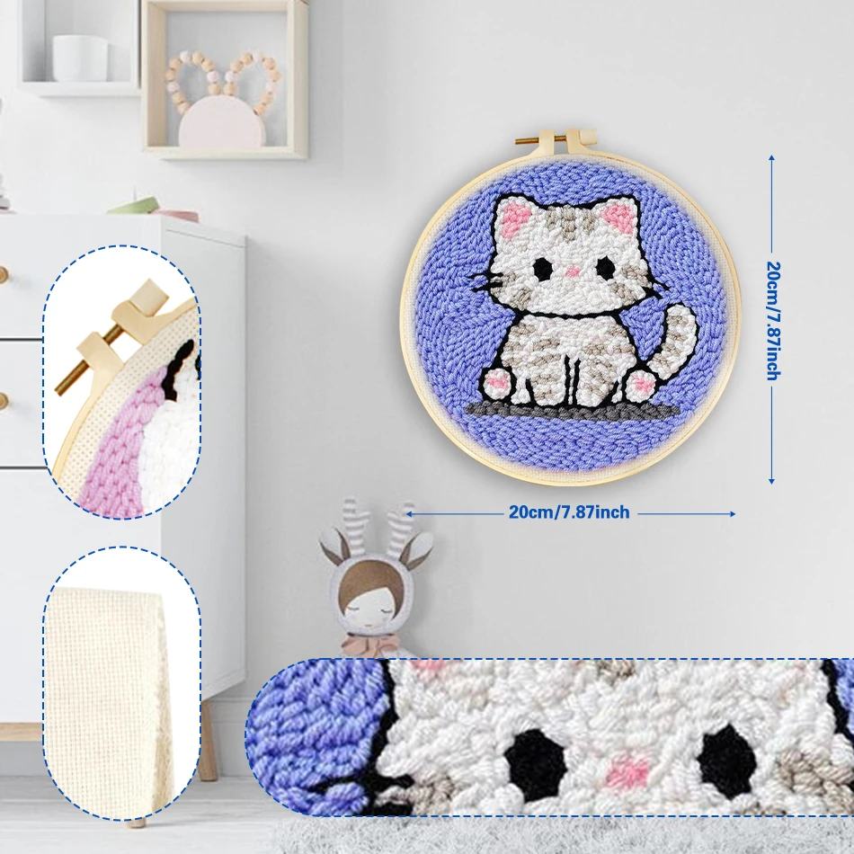 

GATYZTORY punch needle embroidery kits Animals cute cat Cross stitch set Arts Crafts Embroidery frame Cross stitch Decorative