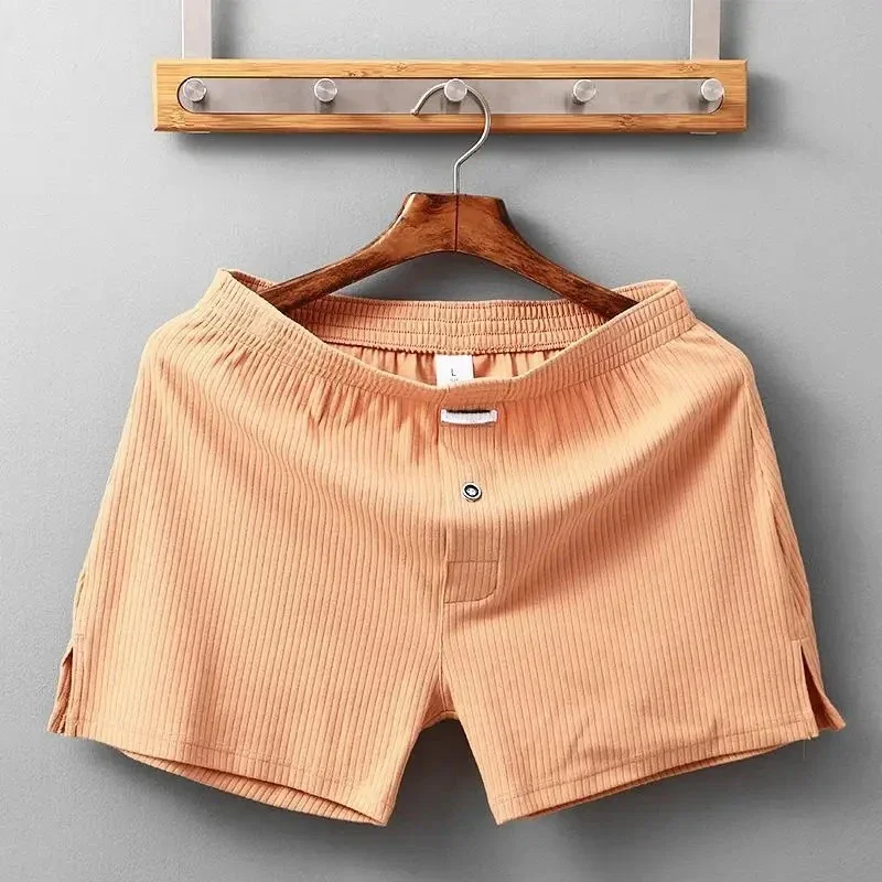 Stretch Cotton Underwear Mens Boxer Shorts Threaded Aro Pants Sleepwear Loungewear Shorts Boxers Male Underpants Panties