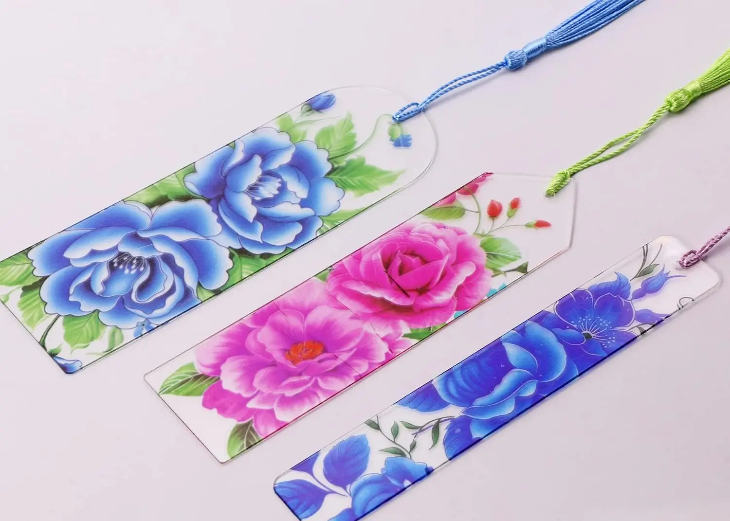 10/50 PCS Blank Acrylic Bookmark Set Craft Clear Acrylic Decorative Bookmark with Mini Bookmark Fringe for Decor and Gift Tags