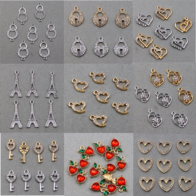 6 шт., подвески в форме сердца для сережек