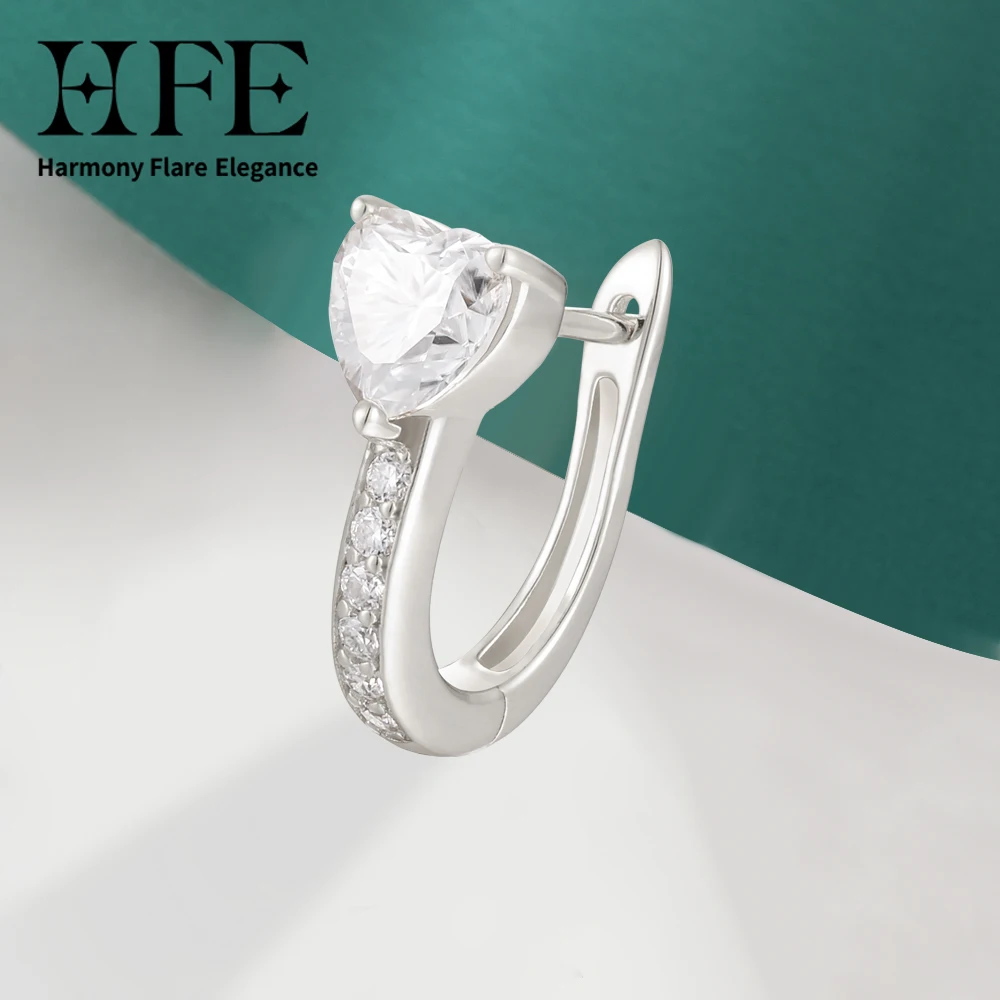 

HFE Heart-Shaped Moissanite Hoop Earrings D Colour VVS1 925 Sterling Silver Women's Diamond Earrings Elegant Fine Jewellery