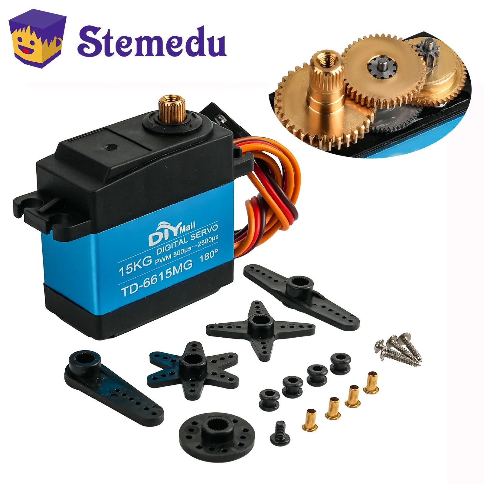 15KG TD-6615MG Large Torque Digital 180/270 Degree Waterproof Metal Gear Baja Servo for 1/8 1/10 1/12 Scale RC Crawler Car Motor