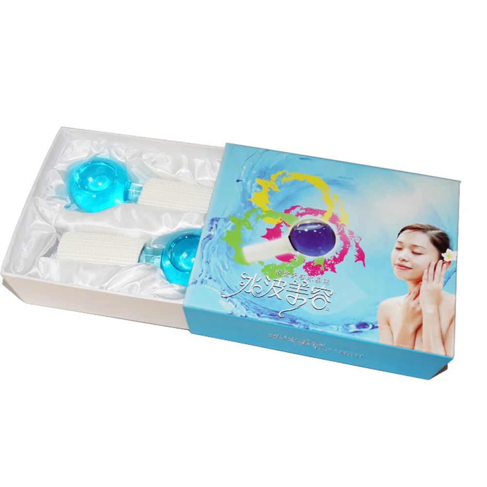 2pcs Crystal Ice Hockey Energy Face Massage Beauty Eye Massager Globes Roller Water Wave Glasses Ball