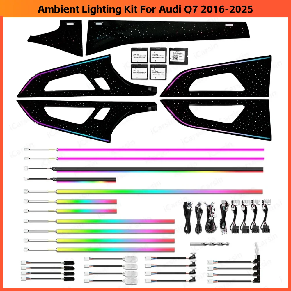 

Upgrade 256 Colors Symphony Led Car Interior Ambient Lighting Decoration for Audi Q7 2016-2025 Atmosphere Trim Accessories