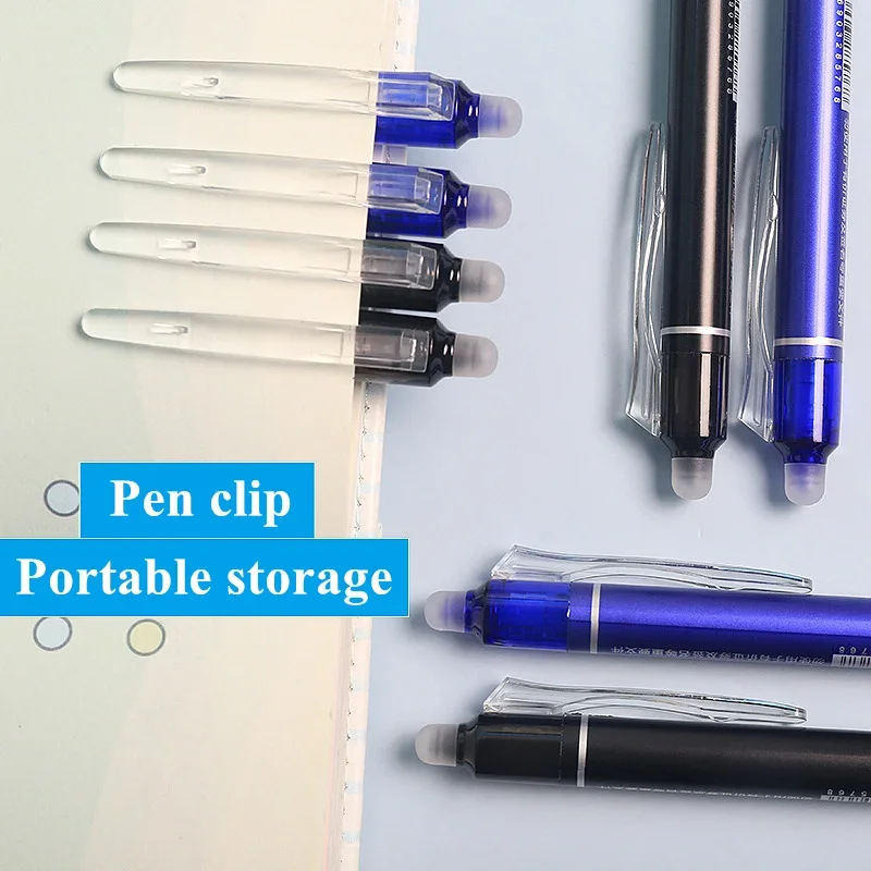 0.5mm Retractable Erasable Gel Pens Set with Refills Black Blue Gel Ink Built-in Eraser Office Supplies Exam Stationery Kit