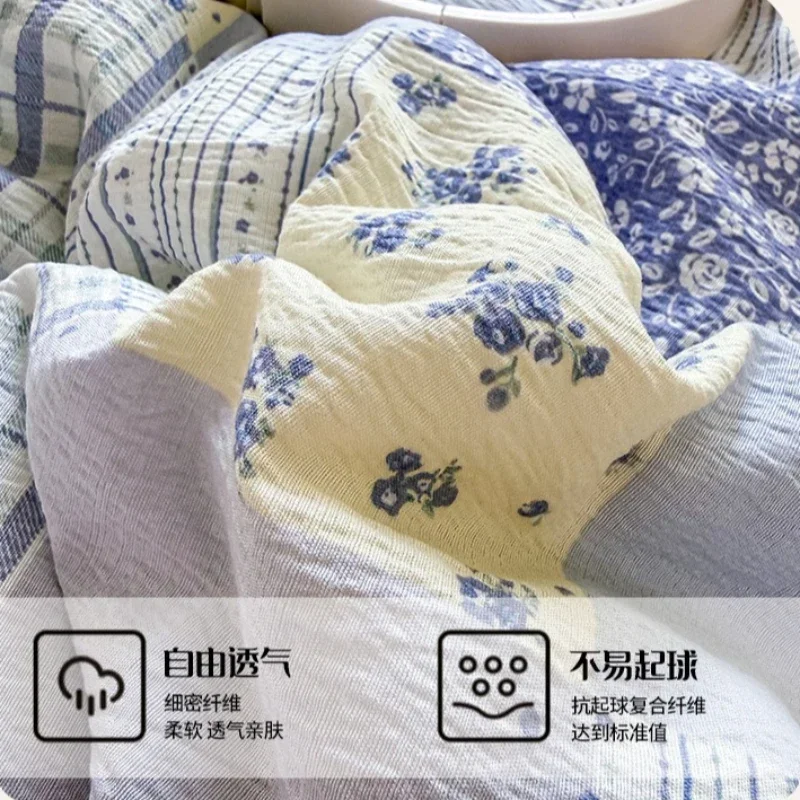 Double Layered Yarn Print Duvet Padded Cottoncomfortable Soft Sleeping Student Dormitories Single Person Thicken Warm Quilt Core