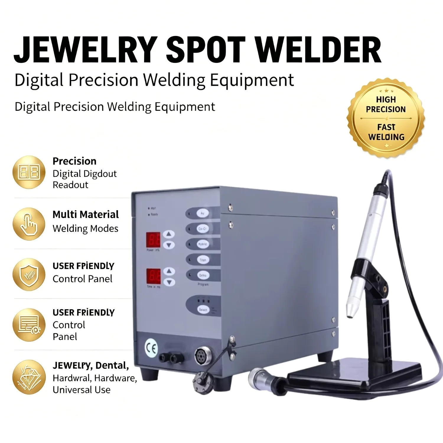 110V High Power 100W CNC Automatic Spot Welding Machine Pulse Argon Arc Welder for Jewelry Gold Silver Stainless Steel Repair Portable Dental Orthodontics Welding Equpiment Tig Jewelry Spot Welder Soldering Machine