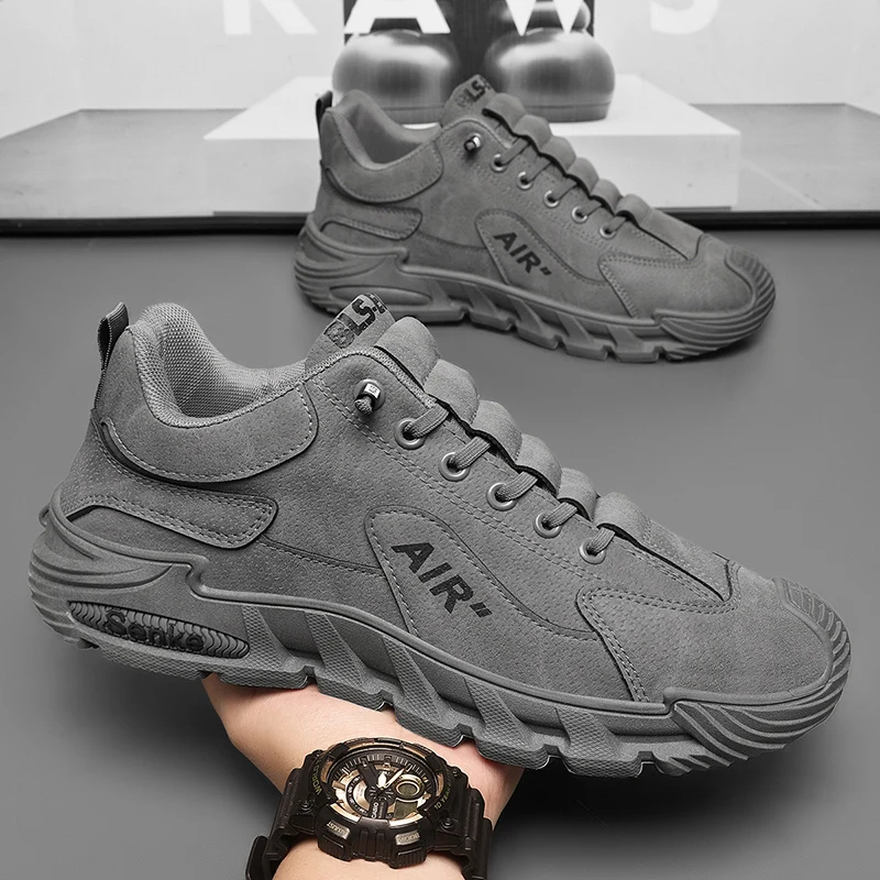 

Новинка 2023 года, дышащая мужская рабочая обувь, противоскользящая, износостойкая, повседневная спортивная обувь без шнуровки, лоферы с защитой труда на толстой подошве