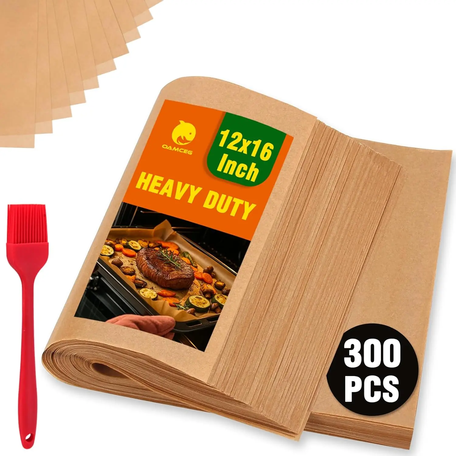 300 PCS Unbleached Pre-Cut Parchment Paper Sheets, 12x16 Inch Non-Stick for Baking Grilling Air Fryer