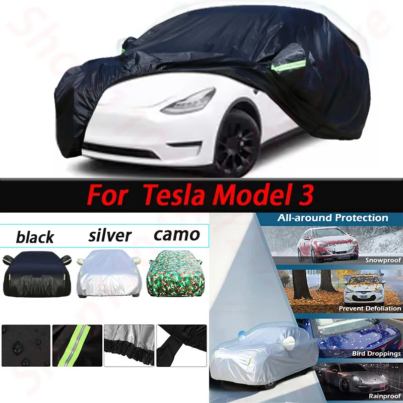 

Car Covers Custom Fit for Tesla Model 3 2020-2024 Heavy Duty Outdoor Waterproof All-Weather UV Protection Full Exterior Cover
