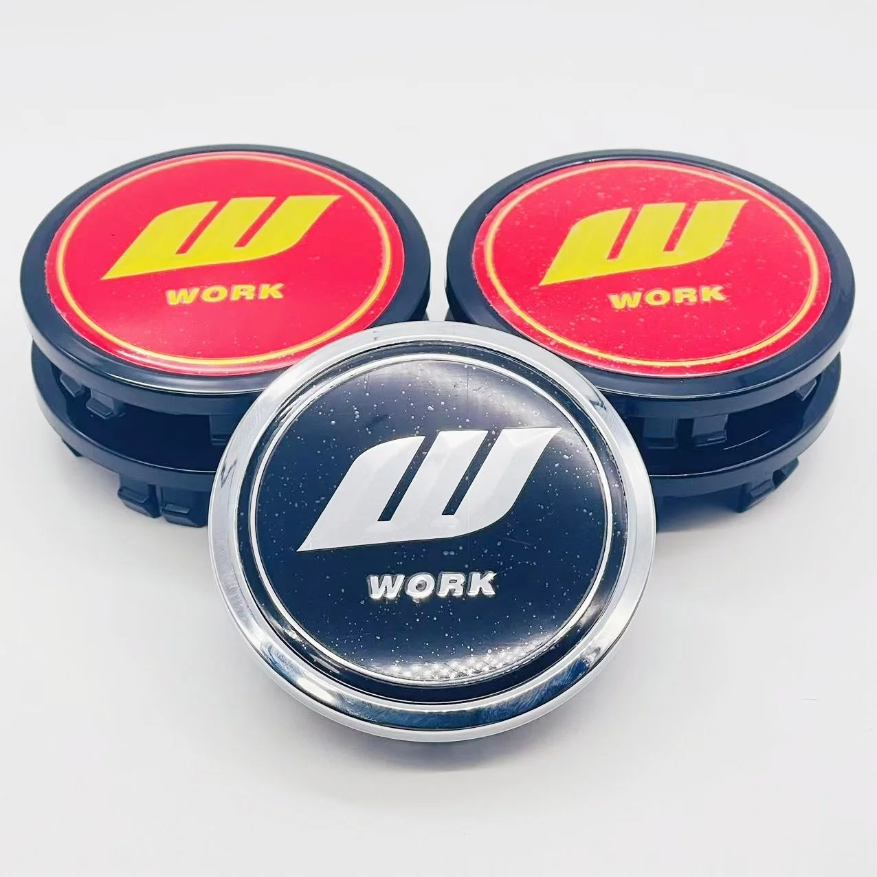 

4pcs 3D 75mm W work For Car emblem Wheel hub Center Cap Badge covers sticker Decals Styling accessories