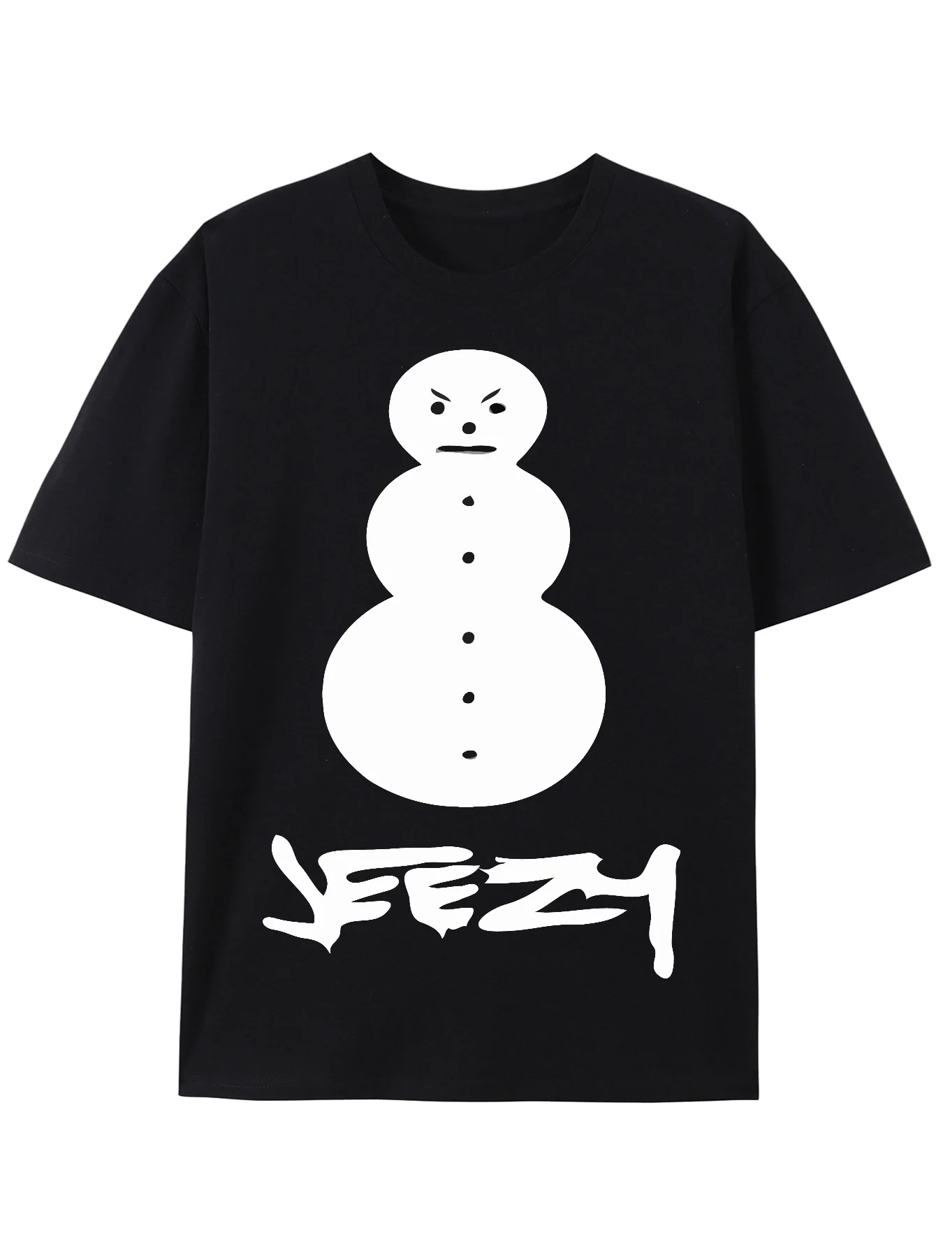 Camiseta gráfica Young Jeezy 100% algodão – Camiseta com gola redonda, padrão geométrico, ajuste regular, com detalhes de apliques – para homens