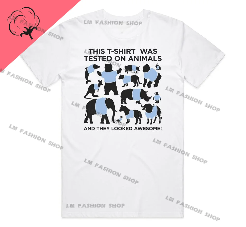 This T-shirt Was Tested on Animals Graphic TShirts Men's Clothing Short Sleeve Tops Cotton Tees Women's Printed T-Shirt