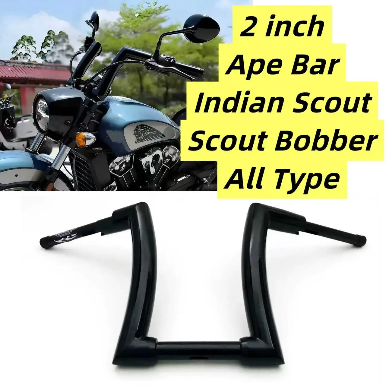 

Motorcycle 2" Ape Hanger Bar For Indian Scout Bobber Twenty Sport Scout 101 Scout Classic Handlebar Handlebars Accessories Parts