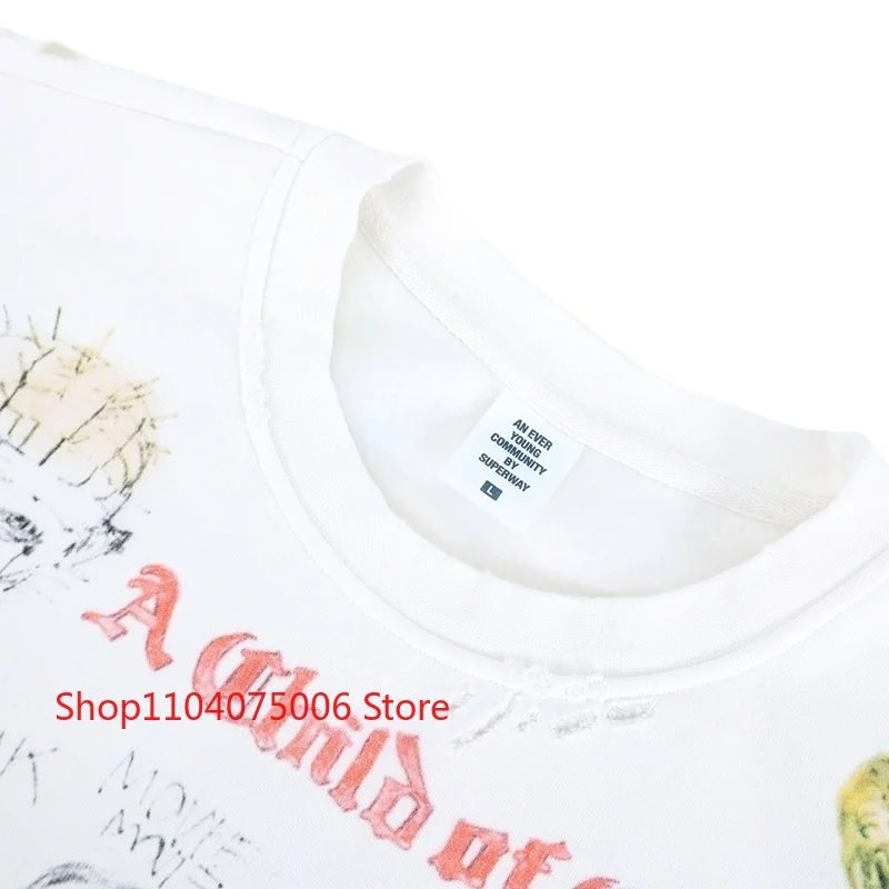 الفن الكتابة على الجدران الأبيض Crewneck البلوز هول المتعثرة للجنسين عارضة الشارع الشهير الرياضية