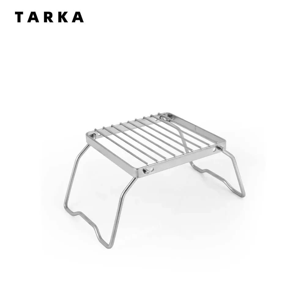 TARKA Camping Stove Head Holder Foldable Stainless Steel Outdoor Mini Portable Barbecue Rack Pot Holder Baking Tray Holder BBQ