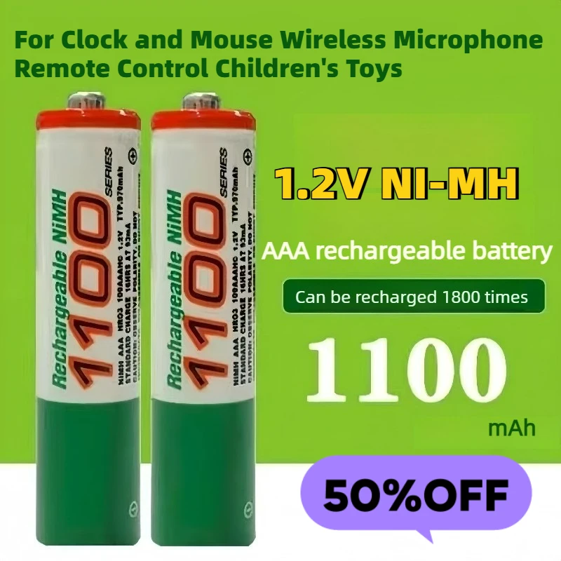 High-Quality AAA 1.2V 1100mAh NI-MH Rechargeable Battery for Clock and Mouse Wireless Microphone Remote Control Children's Toys