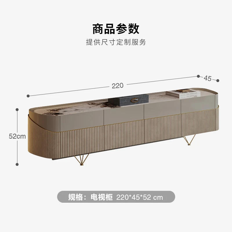 ตู้วางทีวีสไตล์หรูหราเบาๆ หินอ่อน สำหรับห้องนั่งเล่น ดีไซน์ทันสมัย ปรับแต่งได้ โต๊ะกาแฟสไตล์อิตาเลียนหลังยุคโมเดิร์น ระดับไฮเอนด์ พร้อมงานพ่นสีโดยดีไซเนอร์