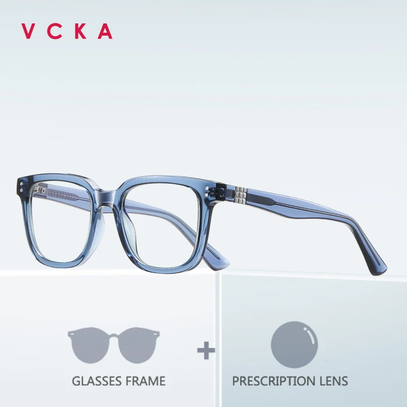 

VCKA Classic Rivets Spectacle Frames Adult Prescription Customized Myopia Eyeglasses Anti-Blue Light Discoloration Eyewear
