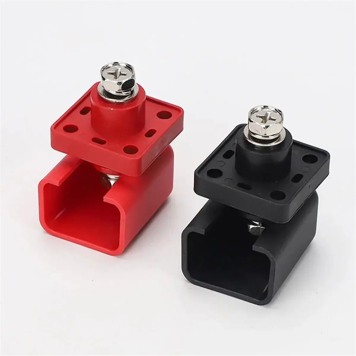 THANKYOU 150A Red & Black Feed-Through Battery Terminal Set, High Current Bulkhead Connectors for RV, Marine & Solar Systems