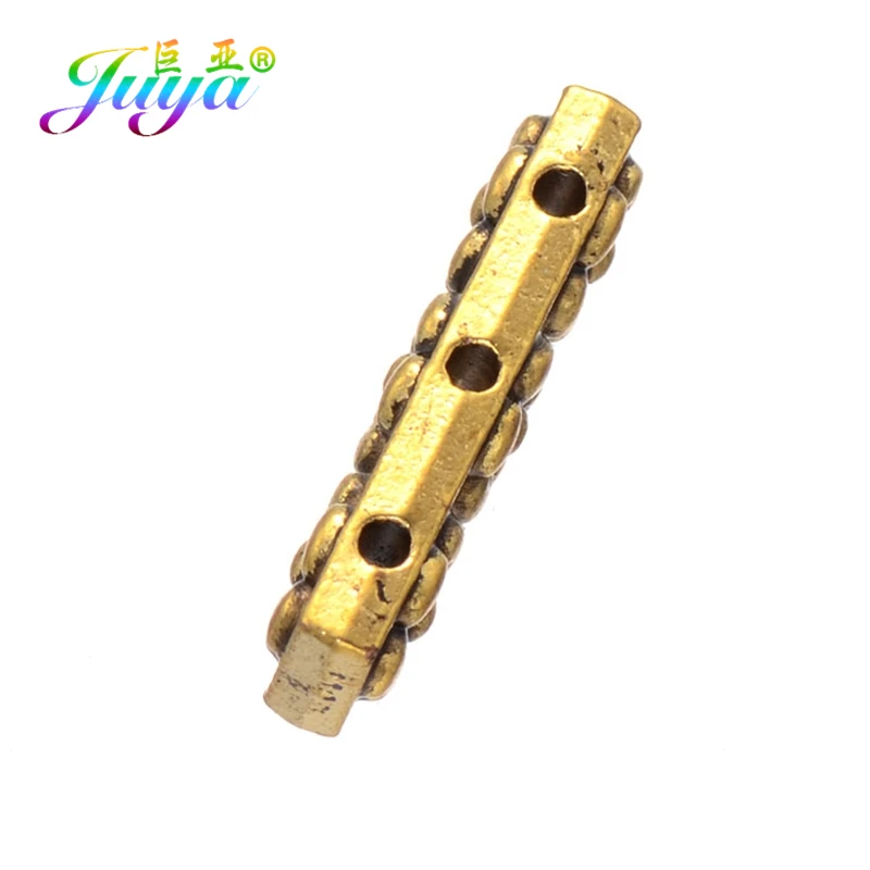 Juya 10Pcs/Lot Antique Silver Plated Jewelry Components 5 Holes Separator Spacers For DIY Natural Stones Beadwork Jewelry Making