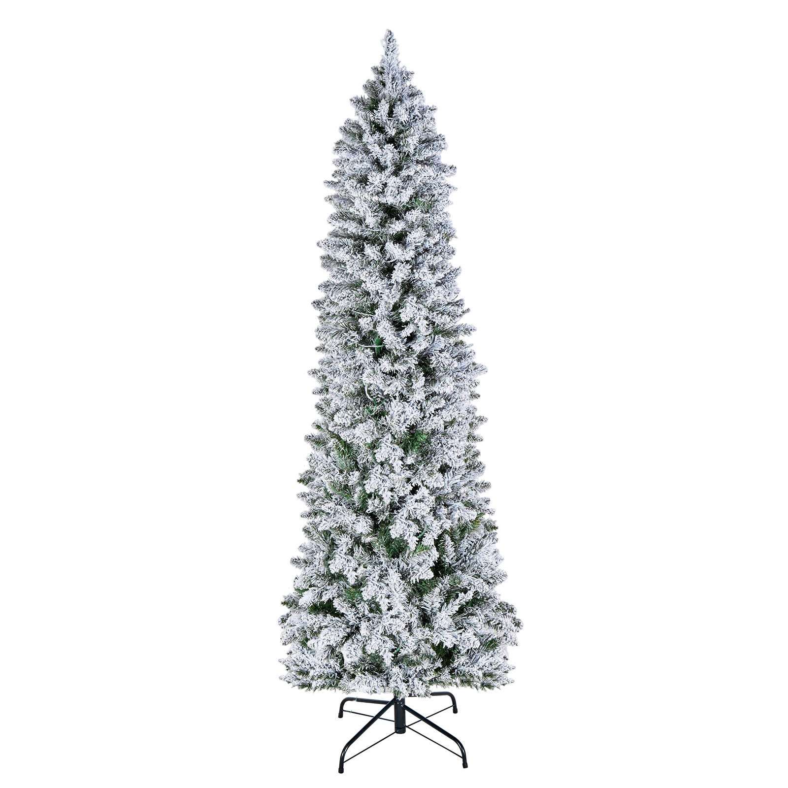 

SucceBuy Christmas Tree 6ft Prelit Flocked Artificial Tree Xmas Deco Trees with 240Colorful LED Lights for Home Party Decoration