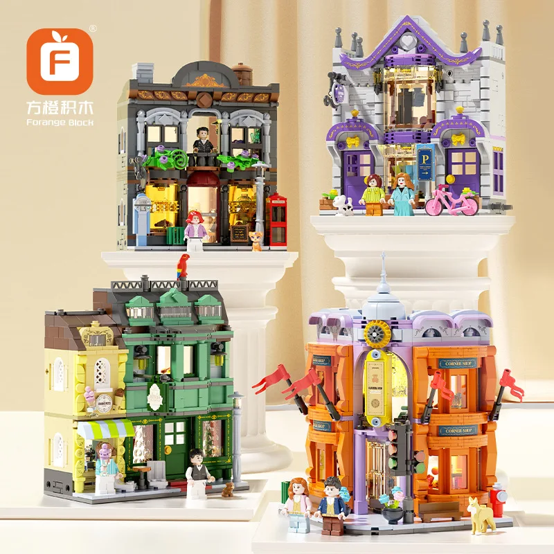 

European Style Cityscape Building Blocks Model Kit for Children Girls Assembly Toy Educational Fun NO.FC8401-8404
