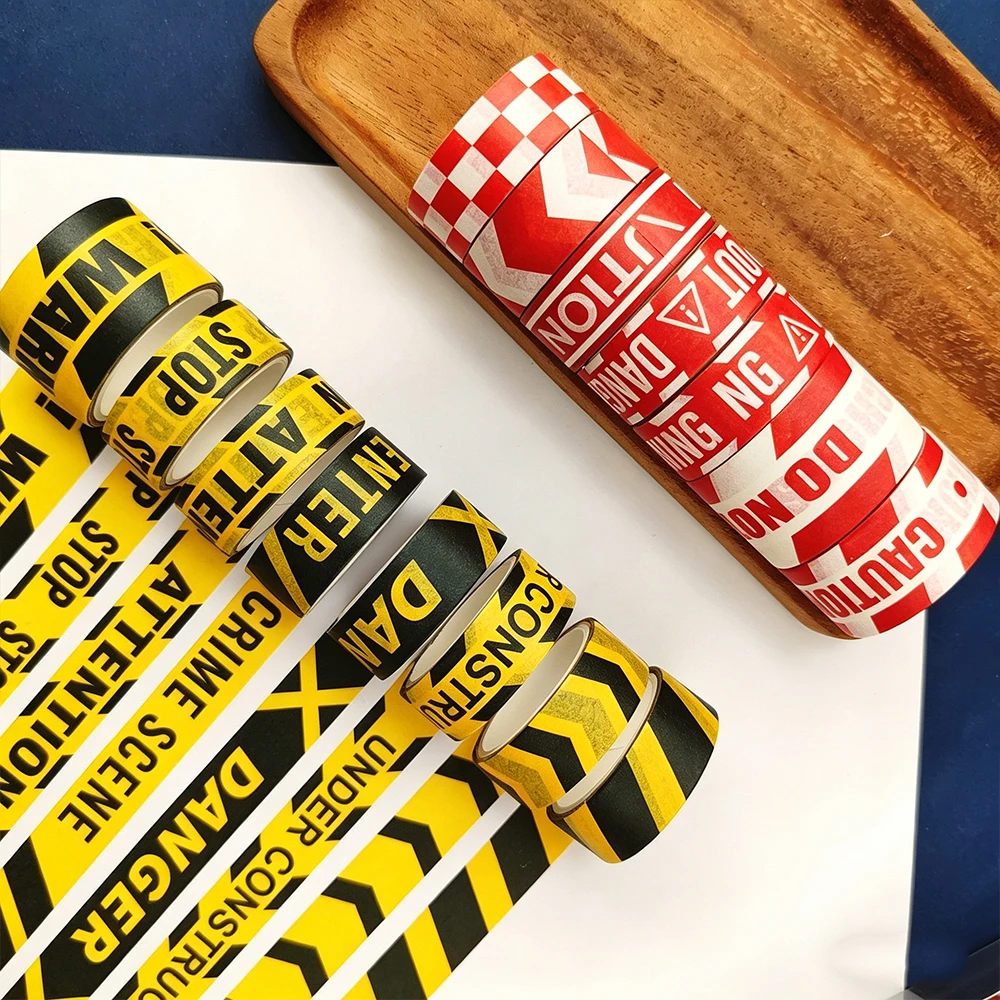 

16PCS DIY Cautiion Tape Stickers Set Mini Warning Tape Danger Police Line Caution Sticker For Railway Landscape Accessories