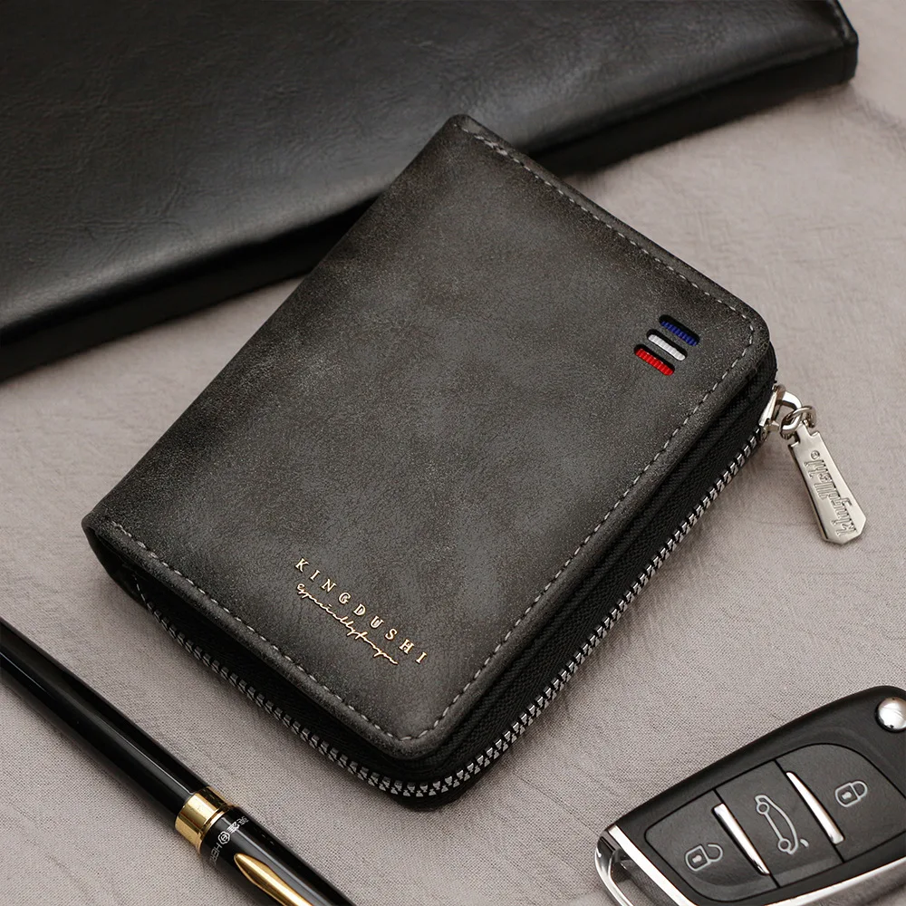 

Large Capacity Men Zipper Wallets Simple Short Card Bags Male Coin Purse Credit Card Holder Photo Holder High Quality Men Wallet