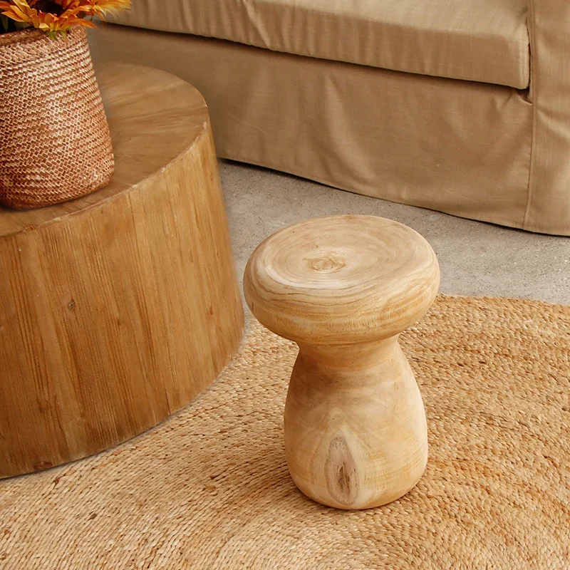 Mushroom Wooden Stool for Children, Low Stool, Creative Foot, Courtyard, Household Foot, Living Room, Personality