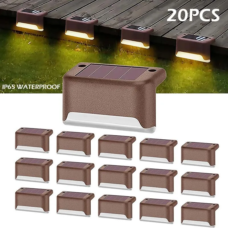 1-20Pcs Solar Led Light Outdoor Path Stair Waterproof Wall Lamp Garden Landscape Step Deck Lights Balcony Fence Solar Lights