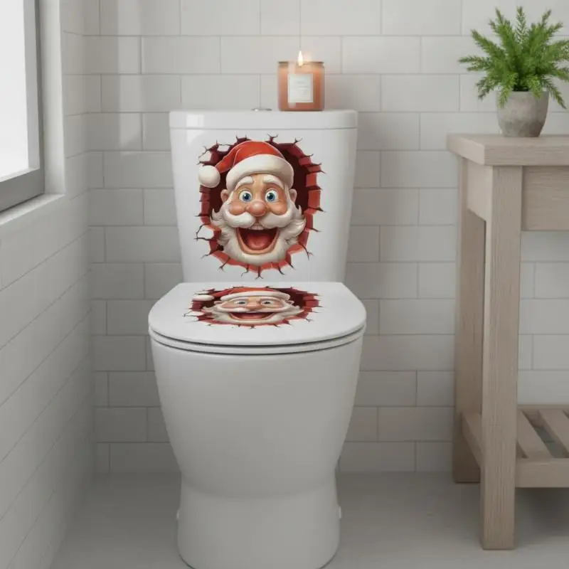 Christmas Snowman Toilet Sticker Merry Christmas Party Decoration Xmas Home Bathroom Decor Navidad Natal