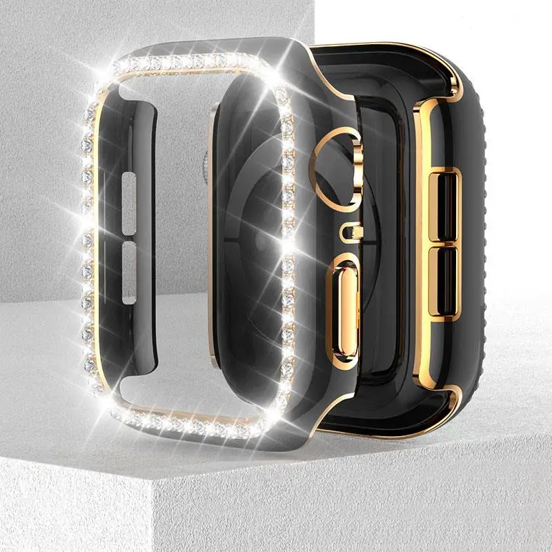 Diamond Case for Apple Watch 8 7 45mm 41mm Anti-drop Protection Case for iWatch 6 5 4 3 SE 44mm 41mm 40mm 38mm Replacement Shell