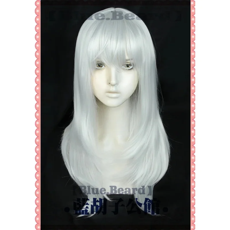 FINAL FANTASY XIV: FFXIV FF14 Estinien Varlineau Parrucca Cosplay con Orecchie Parrucca per Capelli Lunga 56 cm Argento Bianco Resistente al Calore