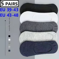 Calcetines de algodón antideslizantes para hombre, calcetín Invisible de silicona, talla grande, a la moda, para verano y otoño, 5 EU43-48