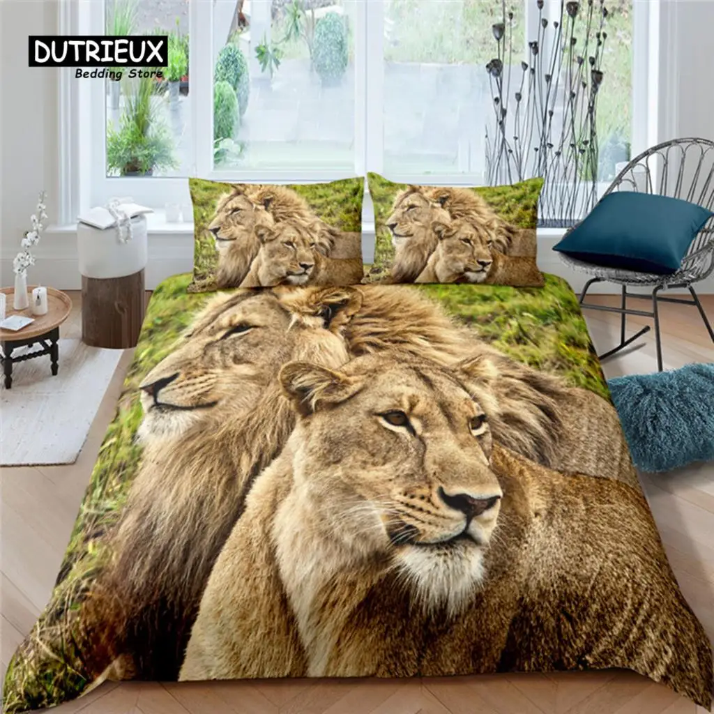 

Home Living Luxury 3D Lion Bedding Set Comfortable Duvet Cover Set Kids Bedding Set Queen and King EU/US/AU/UK Size