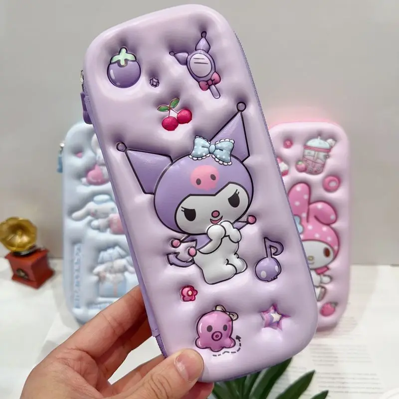 Nowy piórnik Sanrio Eva 3d Kuromi Melody Cinnamoroll Piórnik przedłużony Piórnik Student Cute Cartoon Podwójny zamek błyskawiczny Prezent