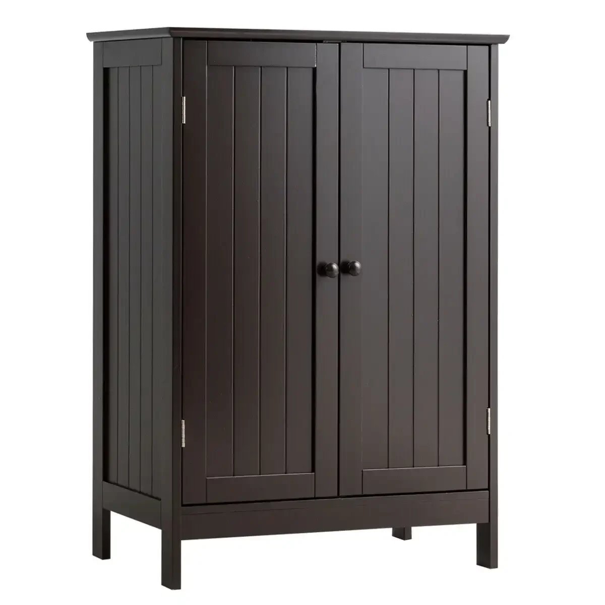 Bathroom Floor Storage Cabinet Double Door Kitchen Cupboard Shoe Cabinet Brown