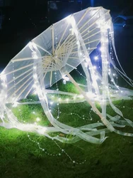 Night Glow LED Ancient Costume Transparent Oil Paper Umbrella Ancient Style Fairy Photography Props Umbrella Children's Parasol