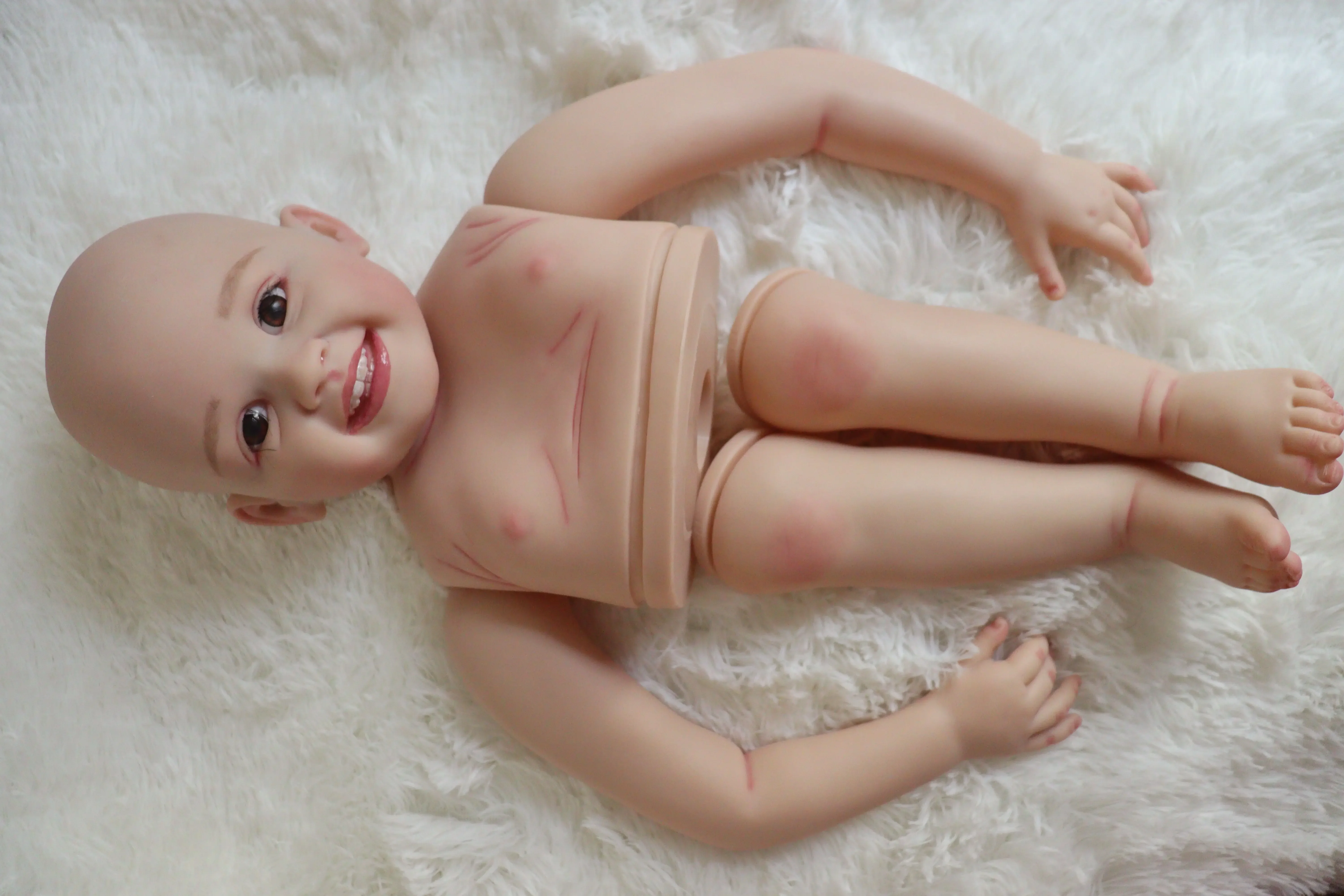 SINO-BB Customizable Collectable 32inch Reborn Baby Doll Shanti Painted Kit DIY Part With Connectors And Cloth Body