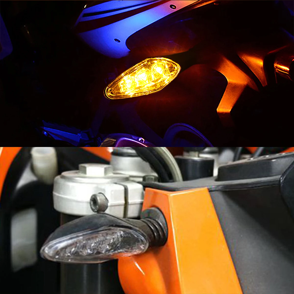 4Pcs LED Motorcycle Turn Signal Light 3 LED Flashers Waterproof Amber Blinker Indicator Motorbike Front Rear Tail Lamp Accessori