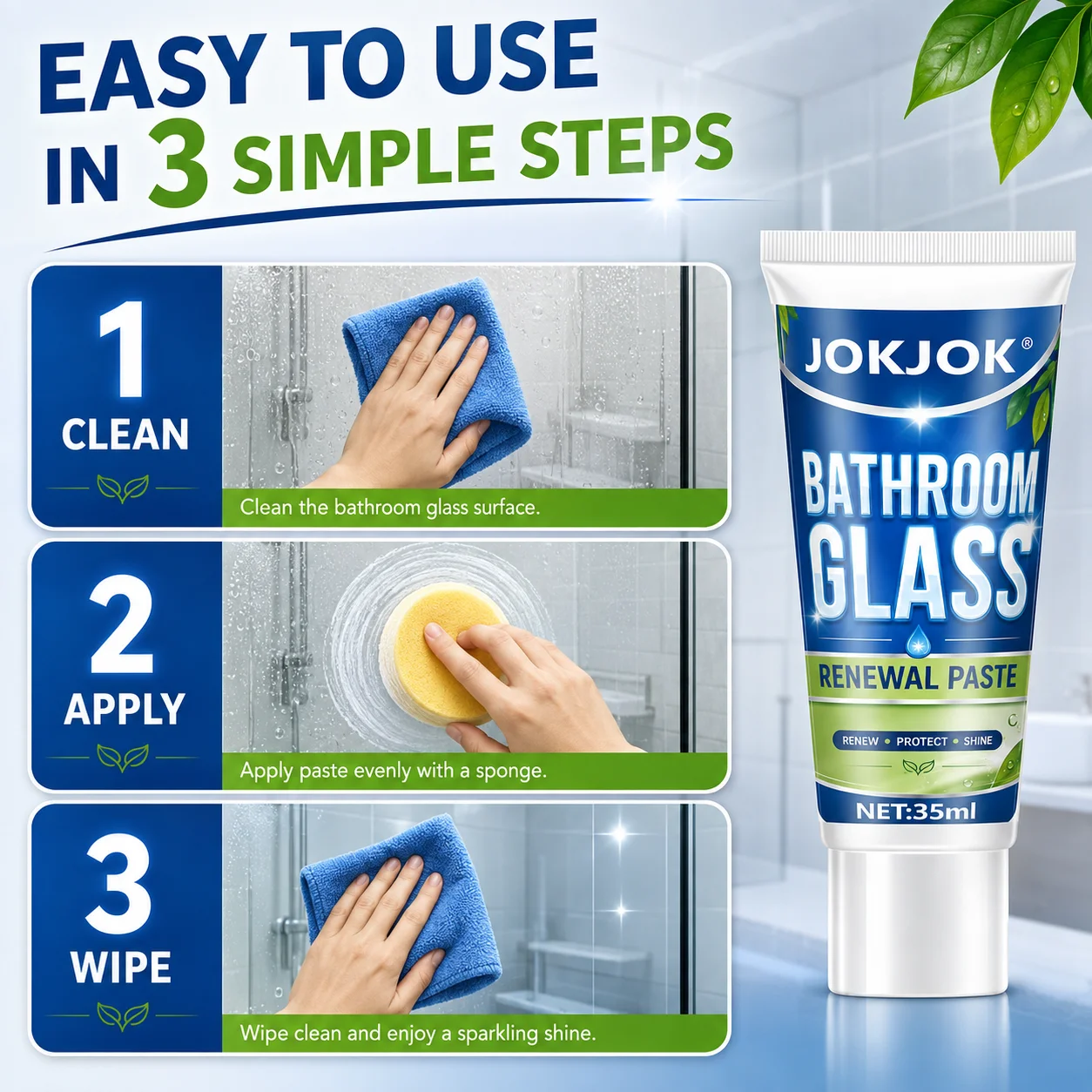 Bathroom Glass Oil Film Water Stains Removal Paste Polishing Water Repellent For Kitchen Glass Anti-rain Car Mirror Cleaning Kit view 6