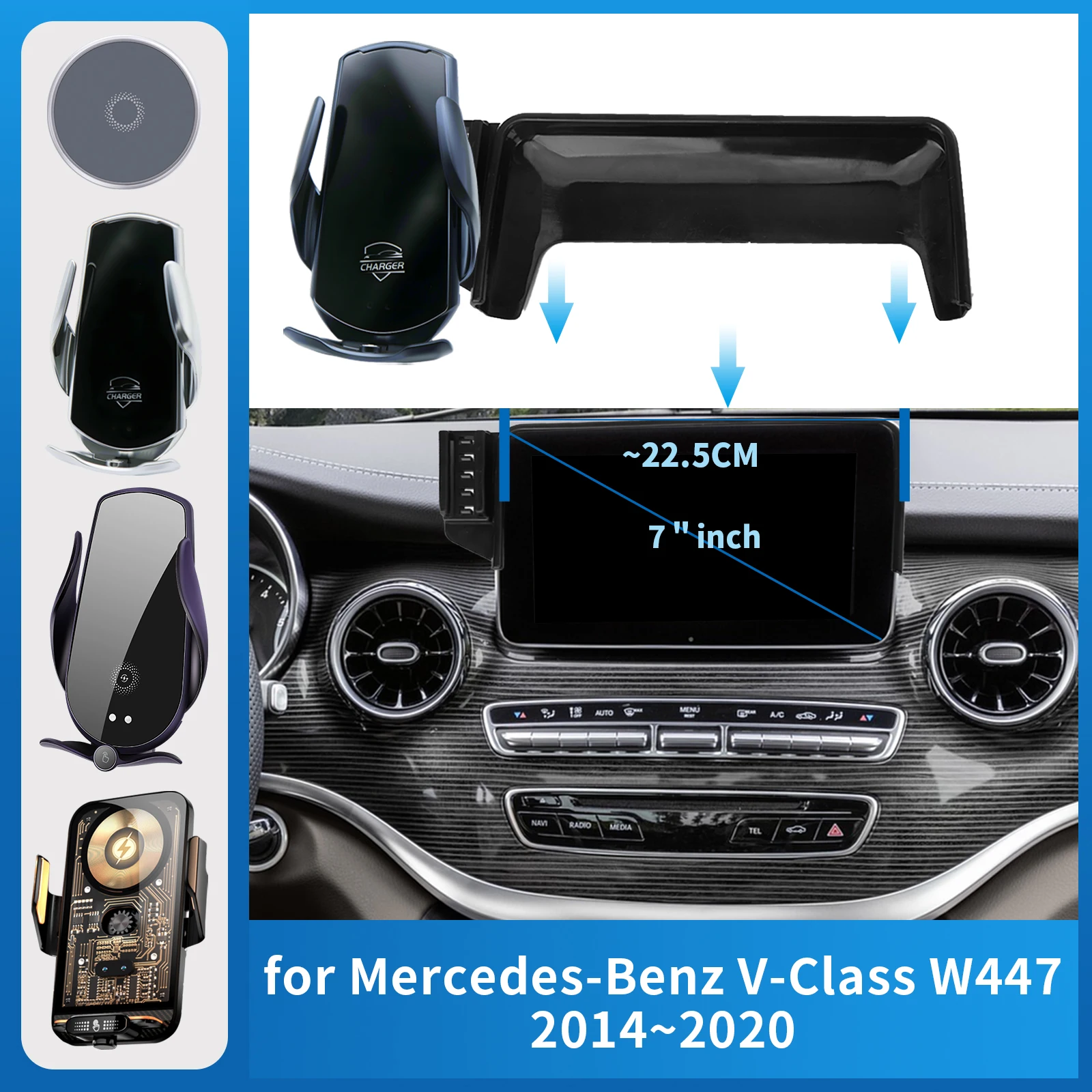 

Car Phone Holder Charging for Mercedes-Benz V-Class W447 2014~2020 Screen Navigation GPS Bracket Base Accessories