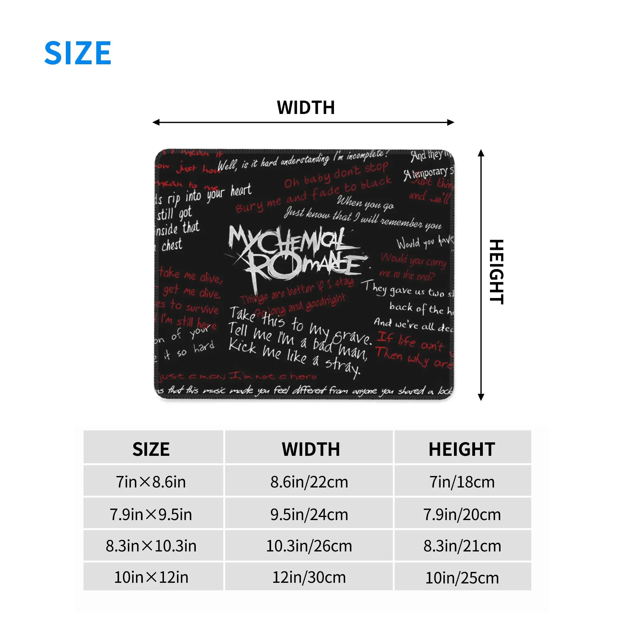 Mcr Band Punk Rock My Chemical Romance Mouse Pad Computer Keyboard Mouse Mat Gamer Laptop Desk Mat Office Accessories Table Mats