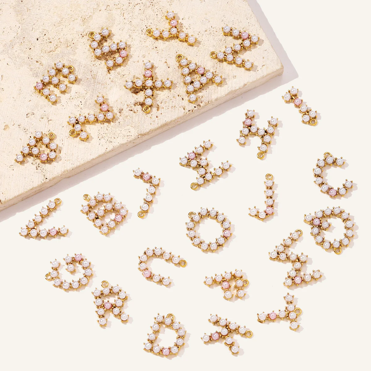 

3Pcs/Lot Stainless Steel Alphabet A-Z Necklace Pendant Imitation Pearl Charms 26 Alphabet Pendant For Women Jewelry Wholesale