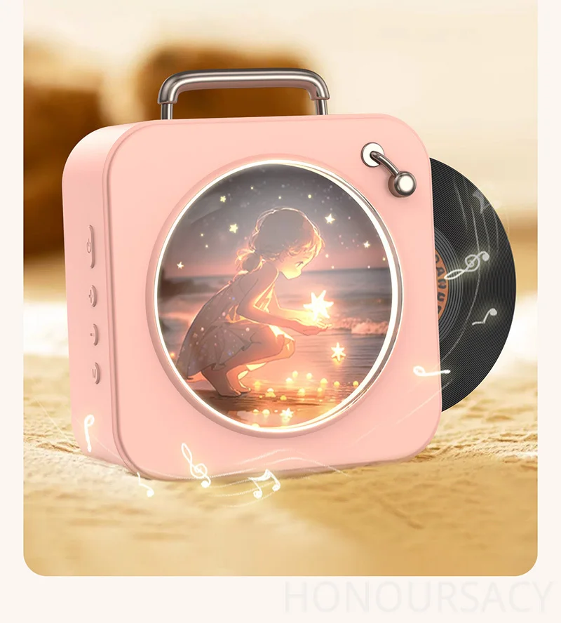 

Vintage Bluetooth5.3 Speaker HIFI Stereo Sound Effect MP3 Music Player Vinyl Record Mini Protable Home CD Player Shape FM Radios
