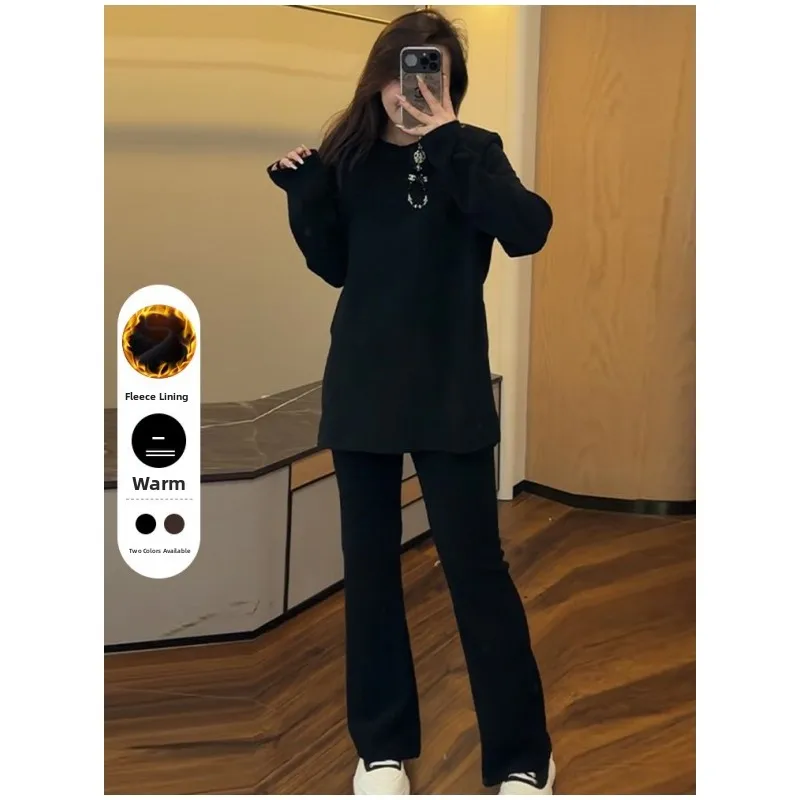 

Thiened Fce Hoodie Sweatirt And Casual Pants Two-Piece Set for Men And Women Autumn Winter Sports Leisure Outfit 300 P...